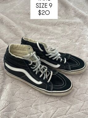 Vans Black and White Sk8-Hi Women's Sneakers